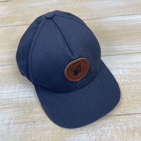 Montauk Brewing Company NY Leather Patch Logo Cap Hat Navy Blue Snapback - Picture 6 of 9
